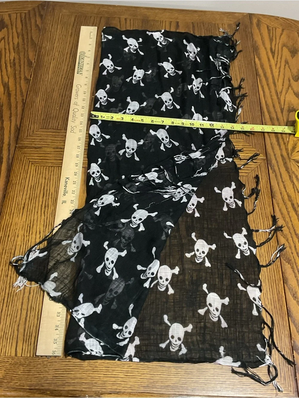 Black Skull Print Fringe Scarf Wrap Halloween
